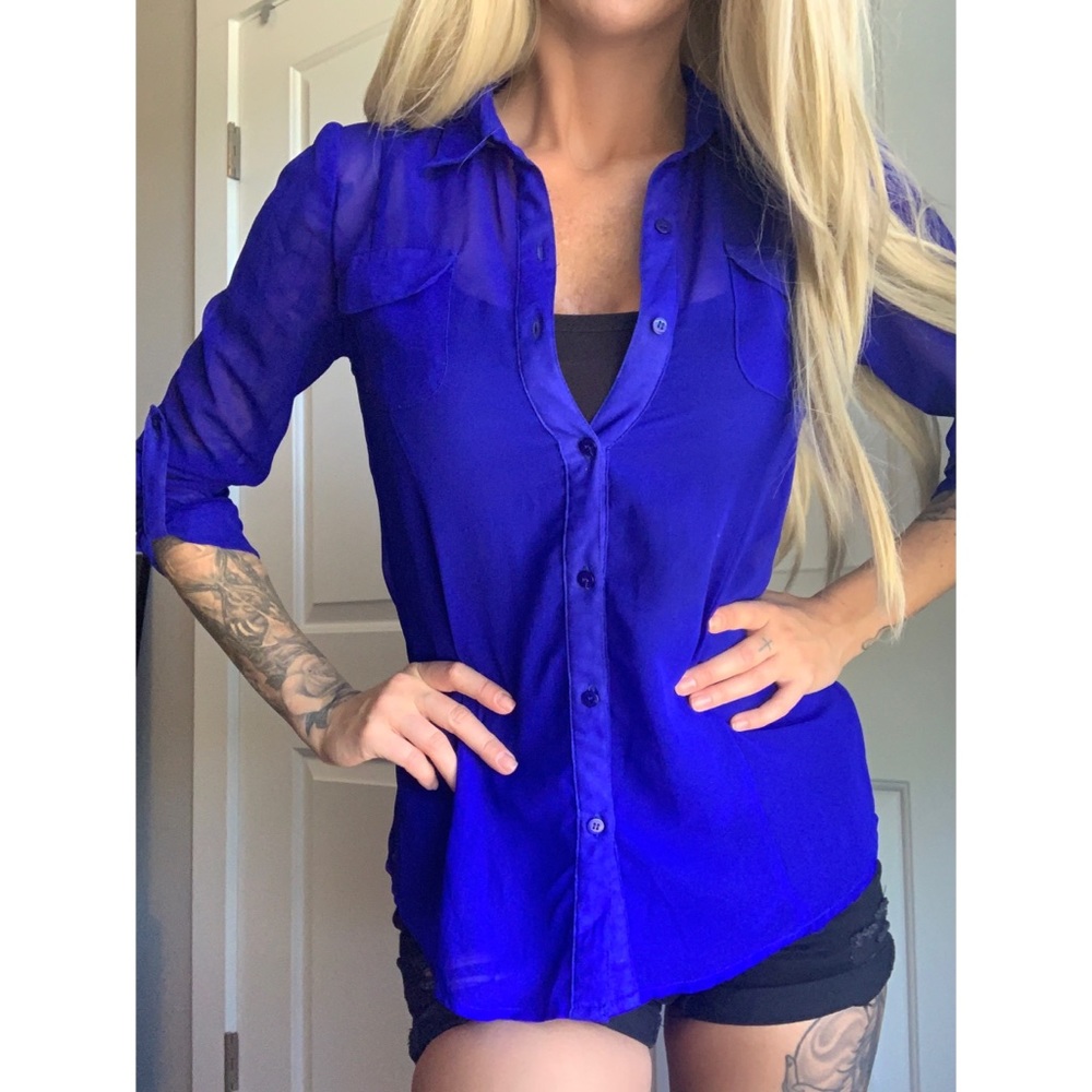 Royal Blue Button Up - Picture 2 of 3